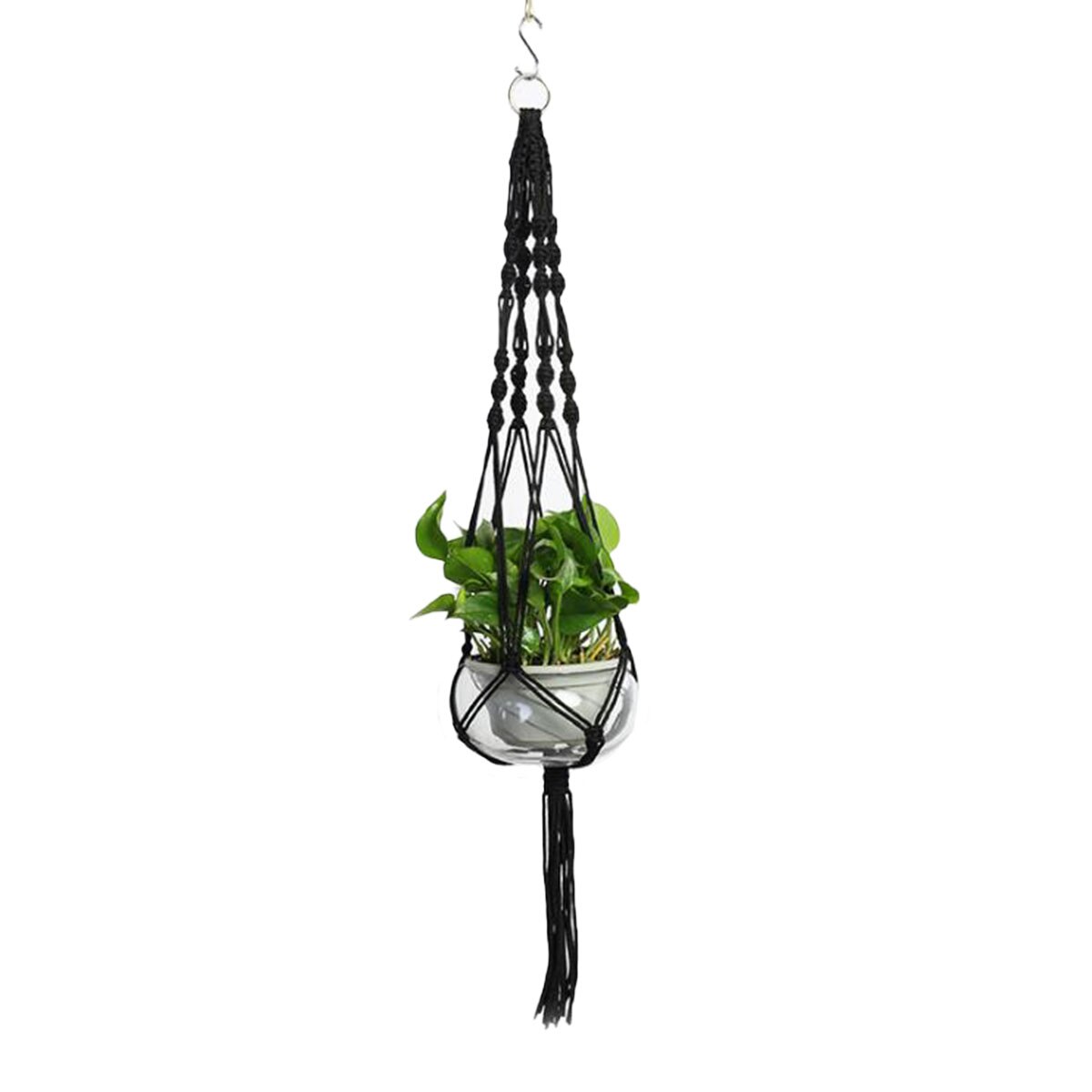 Offres spéciales fait main macramé plante cintre macramé plante cintre pour jardin plante plateau tenture murale panier maison et jardin outils: Black