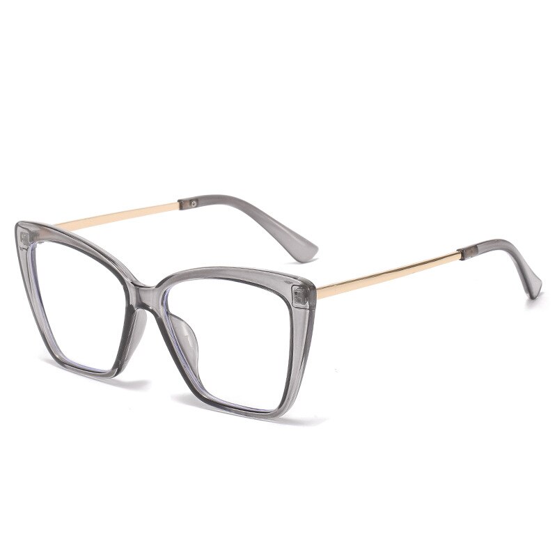 NYWOOH Anti Blue Light Computer Glasses Frames Women Transparent Cat Eye Eyeglasses Ladies Oversized Optical Frame: GRAY