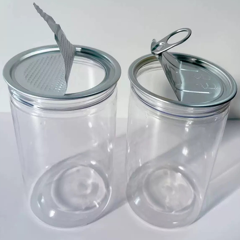 Lata vacía de 350ml, cubierta de aluminio, tarro de plástico transparente, sello de botella de PET para café, latas de té con burbujas, tapa de anillo de lámina para conservas, boca de botella E