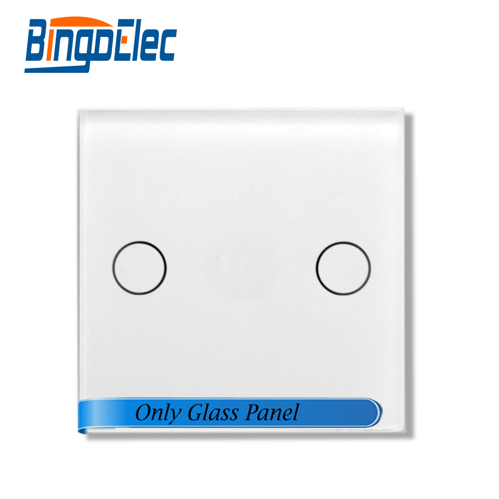 Bingoelec 47*47mm 2 Gang Small Glass Switch Panel,Only Glass Panel,No Function Part