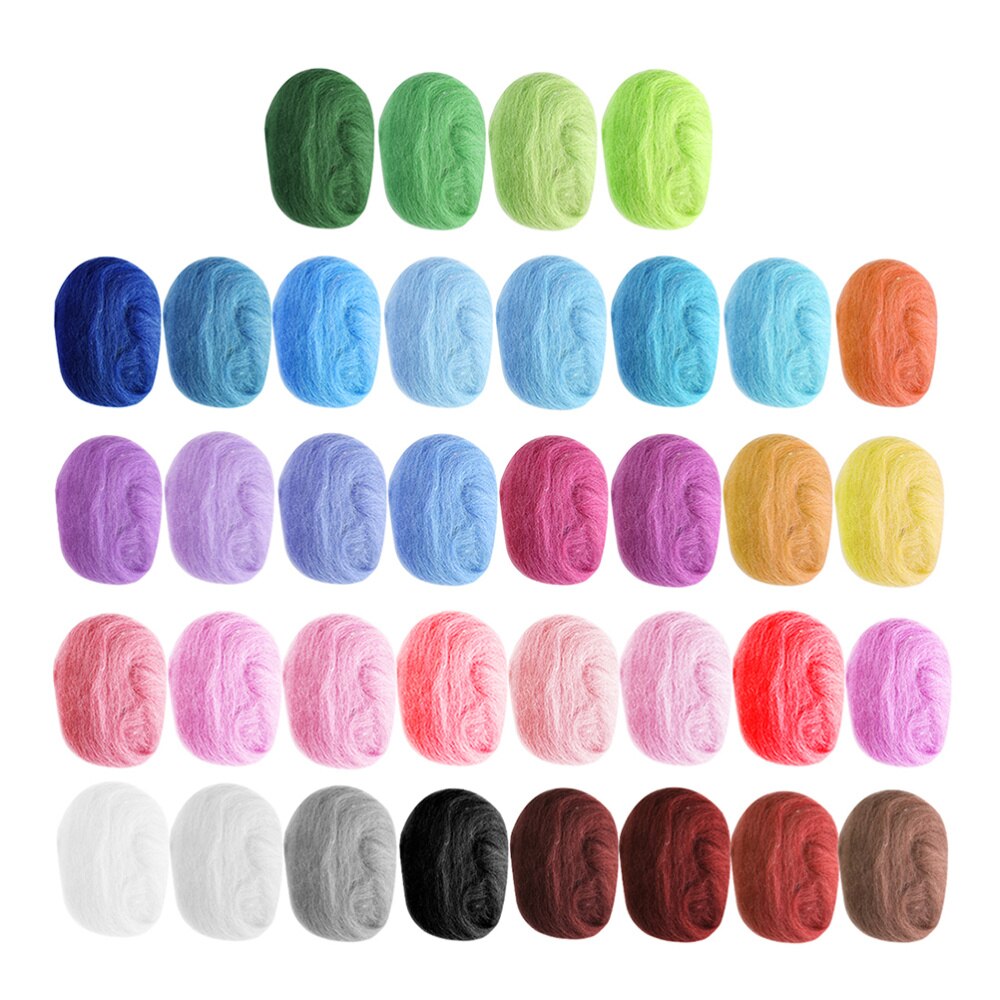 1 Set 36 Kleuren Wolvilt Authoring Tools Wol Roving Fibre Diy Vilt Stempel Vreugde Gereedschap Wol Garen Roving Voor naaldvilten Hand