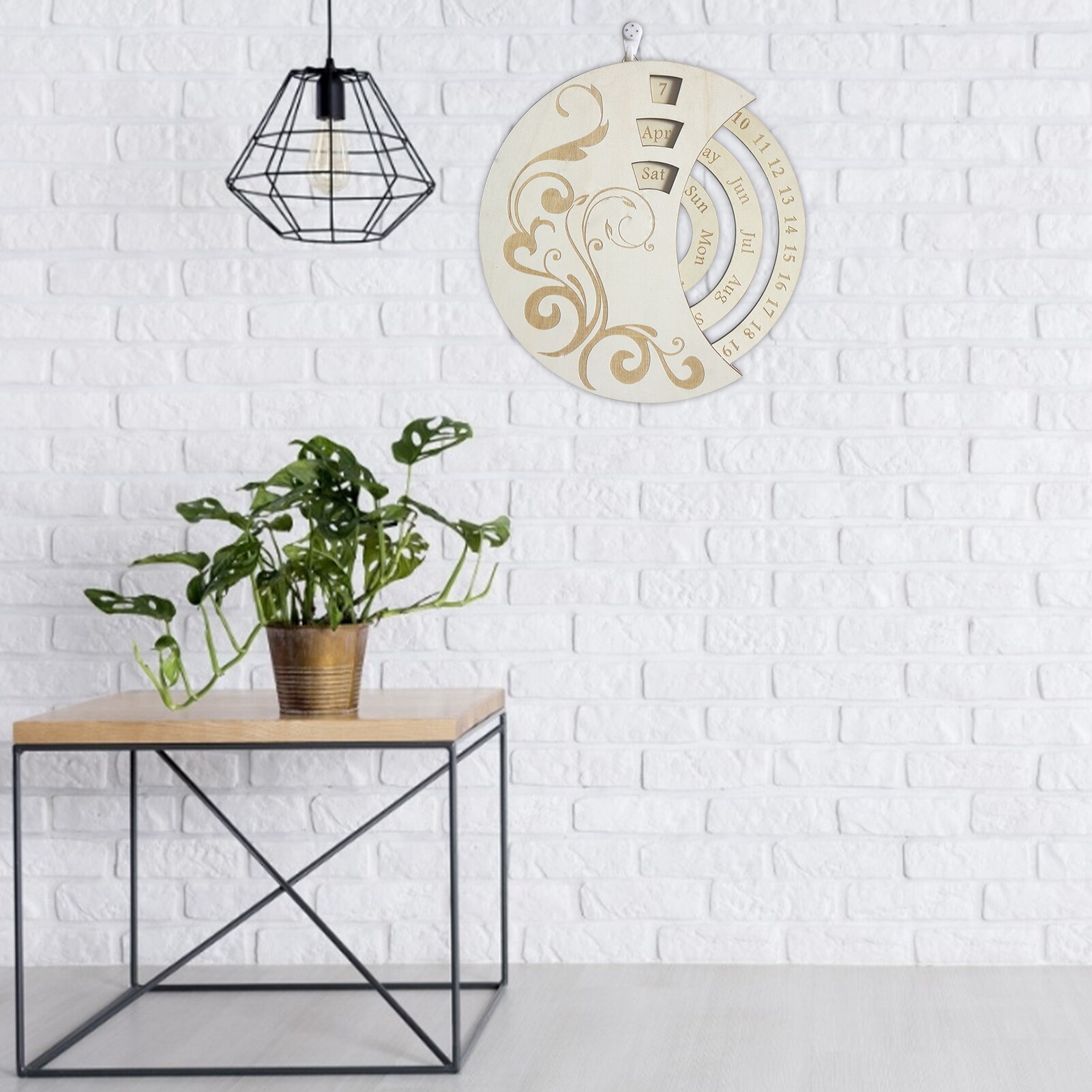 Wooden Calendar Exquisite Unique Clock Ornament With Hook Wall Hanging Calendars Home Decoration