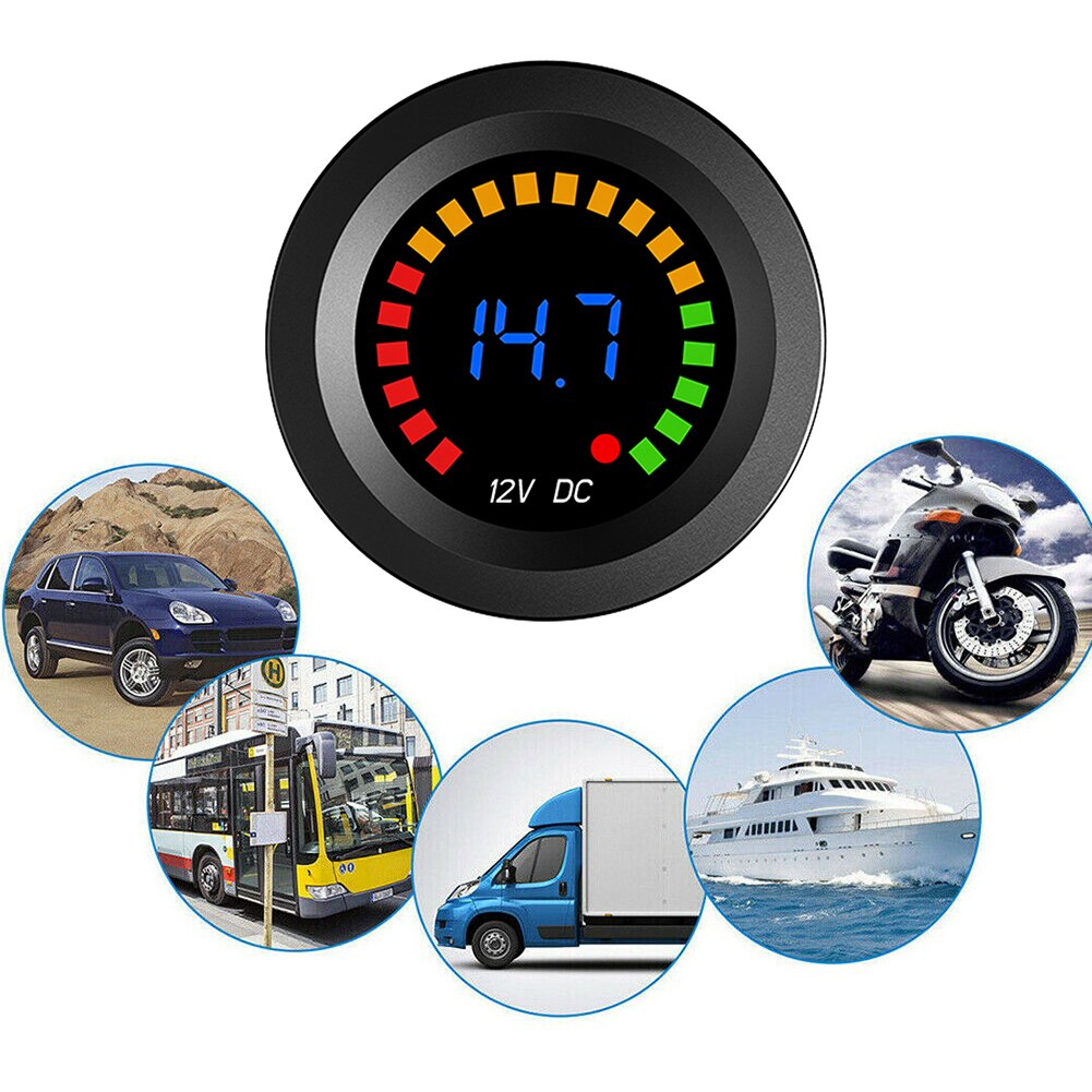 Led Digitale Kleur Display Voltmeter Volt Panel Meter Voor 12V Auto Motorfiets Voltage Meter Persoonlijke Auto Elements Auto Accessoires