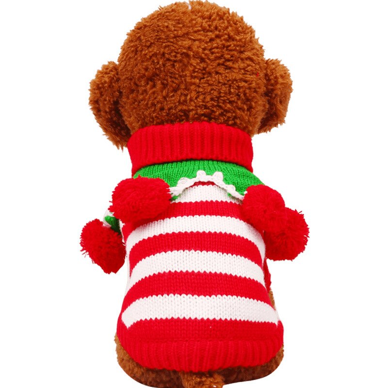 Suéter cálido para gato, ropa para mascotas con bola de Navidad, colorido, otoño e invierno,