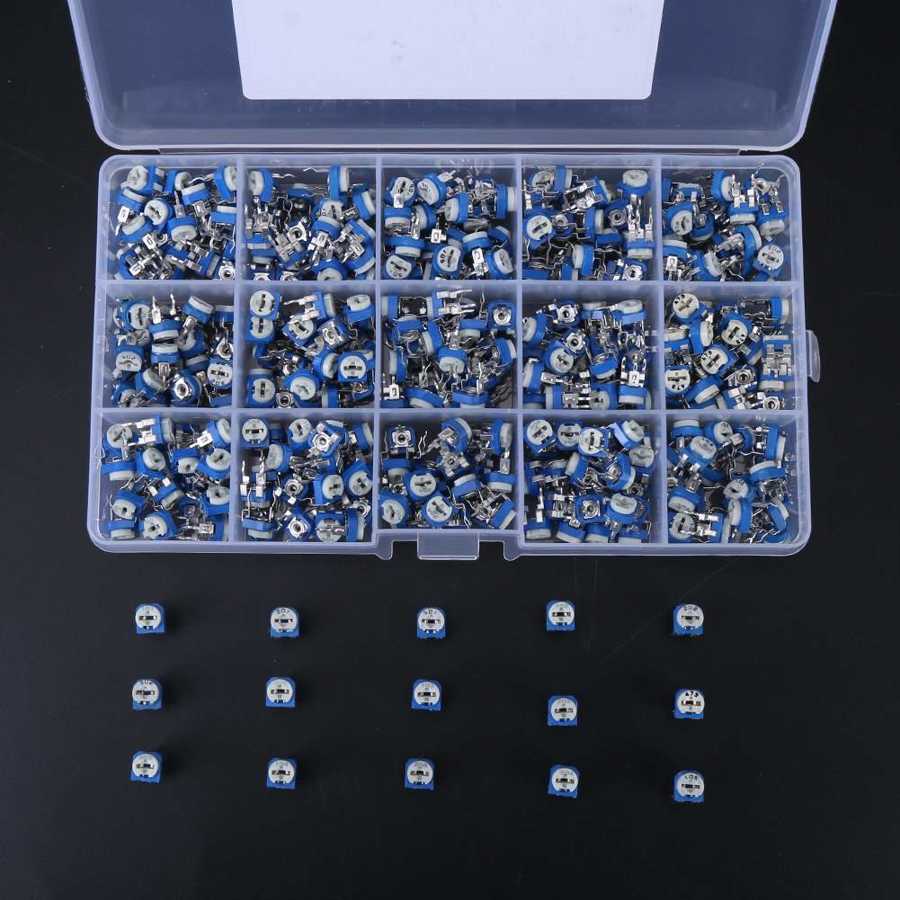 375Pcs 15 Waarden Potentiometer Variabele Weerstand Assortiment Set Met Doos