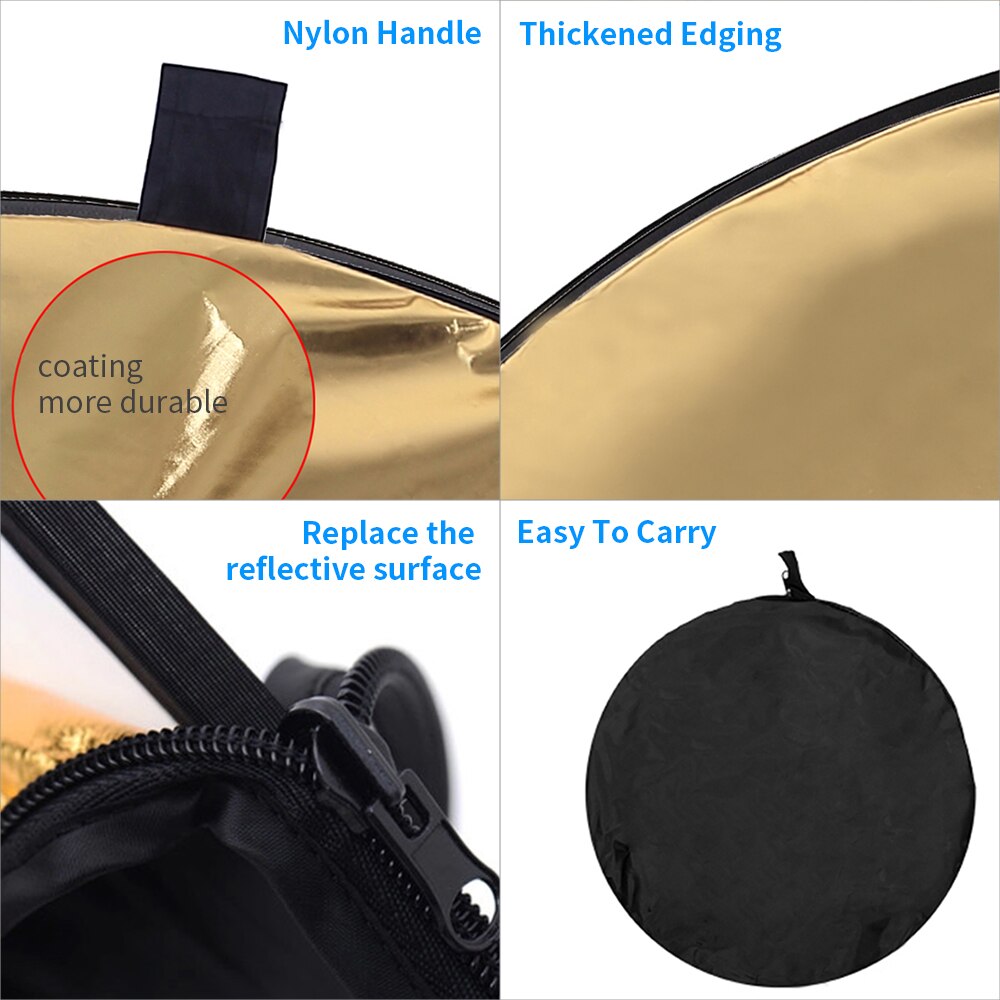 60cm 5 In 1 Reflektor Faltbare Fotografie Licht Reflektierende Für Foto Studio Multi Photo Disc Diffuers Neue Tragbare reflektor
