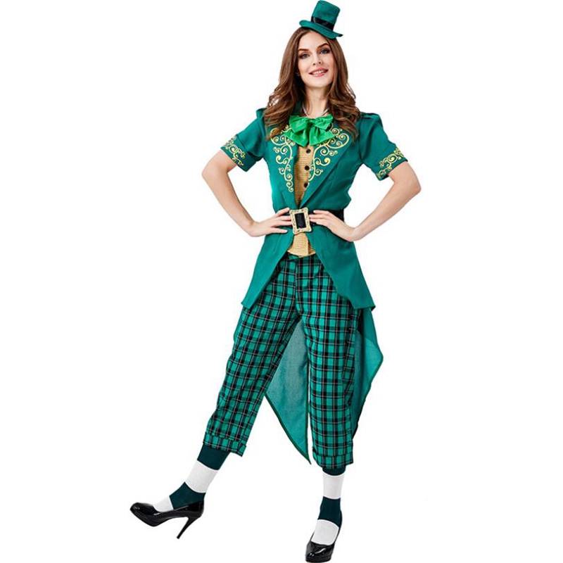Volwassen Vrouwen Lucky Charms Kabouter Ierse Party Dress St Patrick Dag Kostuum Outfit met Hoed en Sokken