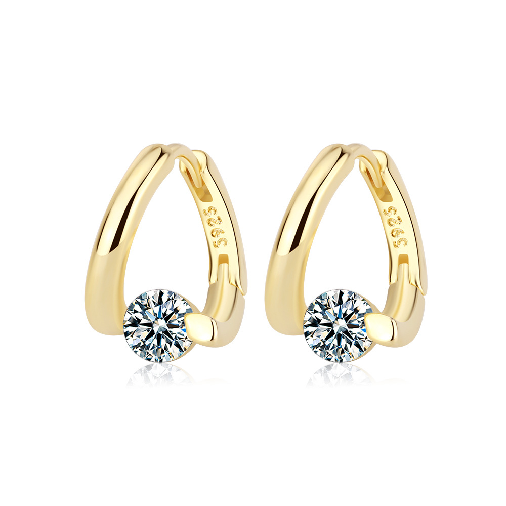 Pendientes Huggies de plata esterlina 2023 para mujer, aretes pequeños redondos de circonita con diamantes de imitación, aretes de aro, de joyería de , novedad de 925
