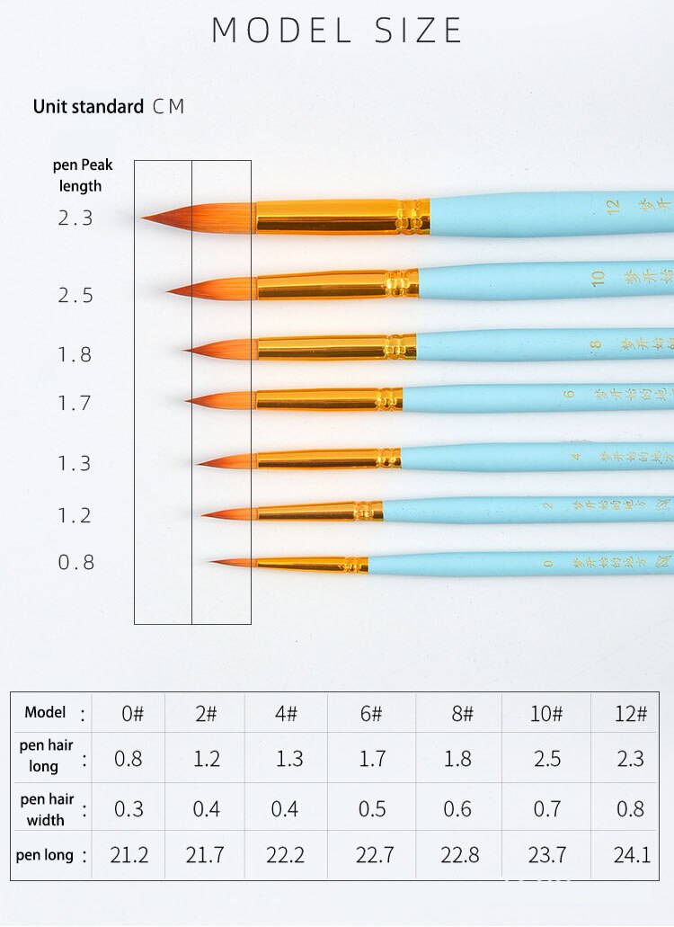 7 stücke Traum verfolgen Serie Runde kopf Nylon pinsel Suite Anfänger Erwachsene Professionelle Zeichnung Kunst Malerei Aquarell Pinsel einstellen