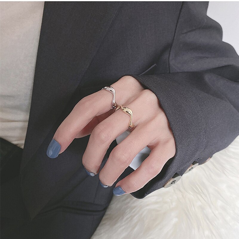Thin, cool, irregular, v-shaped index finger rings , 925 sterling silver adjustable rings for women, elegant minimalist jewelry
