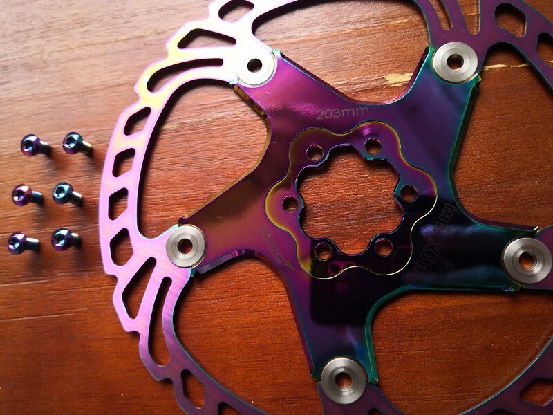 road mountainbike bremsscheibe Starke wärmeableitung schwimm rotor 140/160/180/203mm MTB disc bremsbelag Regenbogen farben