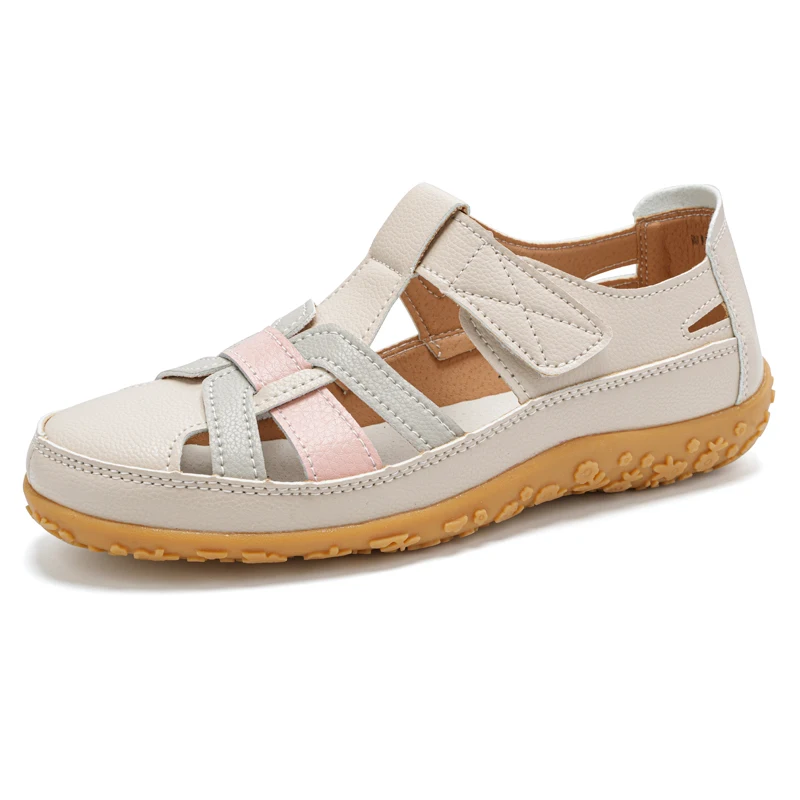 zomer loafers dames sandalen dames sandalen comfortabele flats wandelsandalen bedekte teen strandschoenen damesschoenen schoenen: Bruin / 38