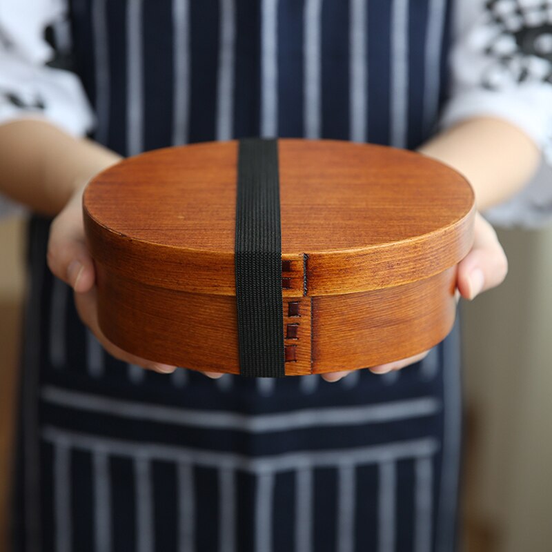 Juego de fiambrera de madera, cajas japonesas Bento, Kit de vajilla de Picnic para la escuela, contenedor de comida, caja de Sushi con vajilla, fiambrera