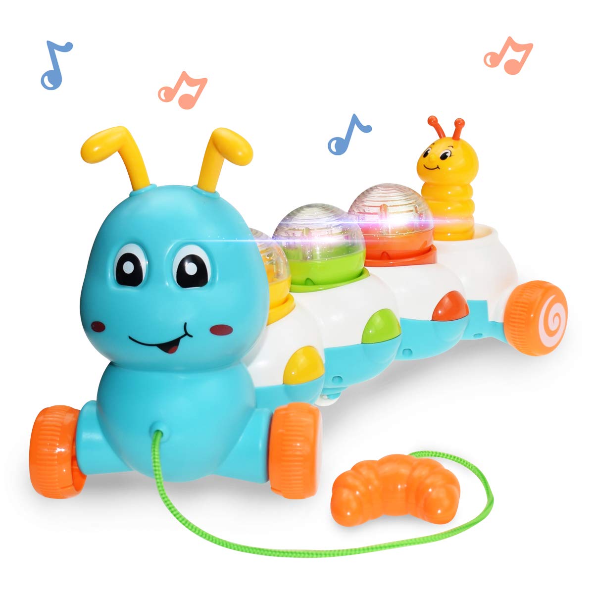 Baby Toddlers Toys Musical Pull Along Worm Toys with Light and Sound Learn to Walk Baby Flashing Toy for Boys Girls Birthday: Default Title