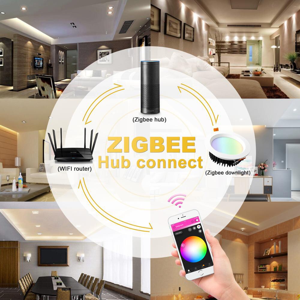 Zigbee-spot lumineux intelligent encastrable Plus, télécommande sans fil, luminaire de sport, LED rgbw cct, 6/9/12W, 220/110/230V AC, LED