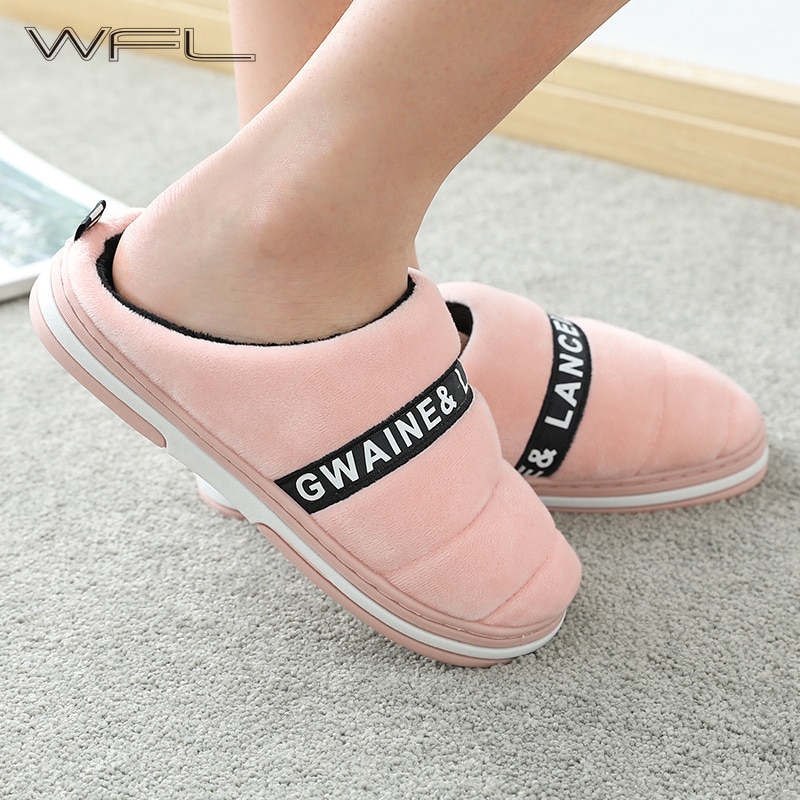 Wfl Womens Schoenen Thuis Mannen En Vrouwen Paar Indoor Warme Winter Huis Slippers Zachte Anti-Slip Zool katoen Vrouwen Slippers