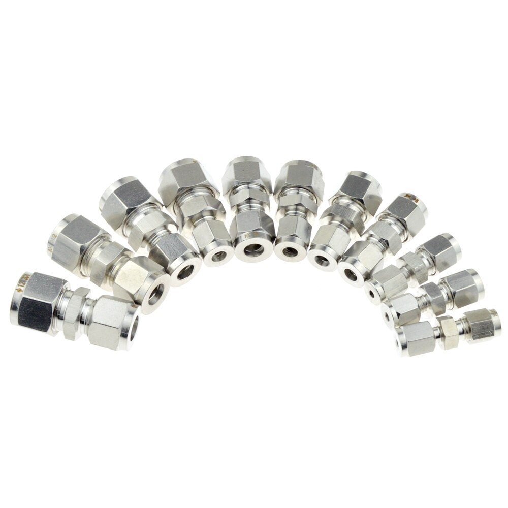 Compressor Fitting Reducer Union 1/8" 1/4" 1/2" 6mm 8mm 10mm 12mm OD Pipe Ferrule Tube Coupler Connector Stainless Steel 304