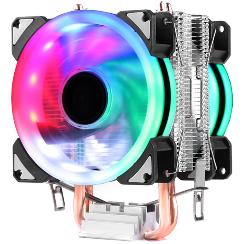 -DELEFUN CPU Cooler 2 Pure Copper Heat Pipe Cooling Tower Cooling System Two 9cm CPU Cooling Fan CPU Radiator for AMD