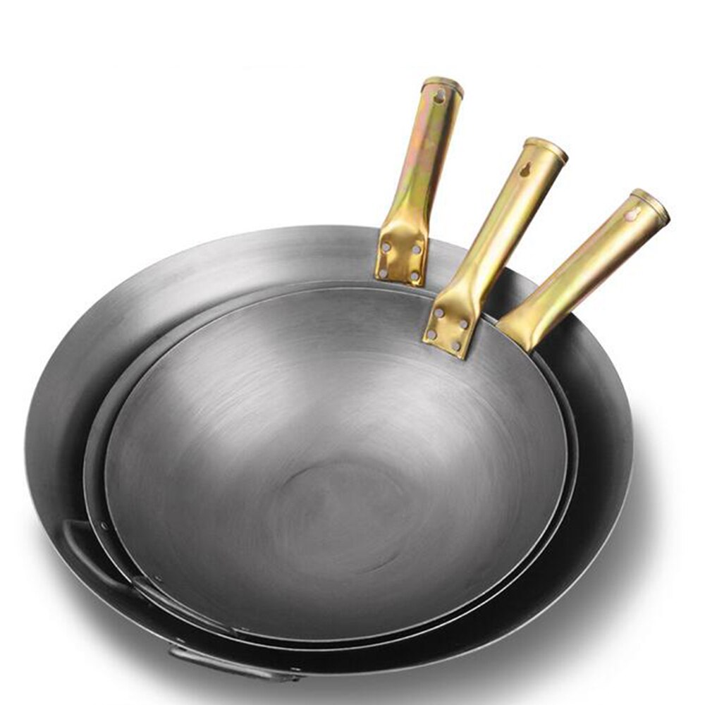 Woks Chinese Iron Wok Traditional Handmade Iron Wok Pan Gas And Induction Cooker Cookware 32cm/34cm/36cm/38cm