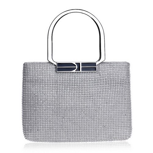 SEKUSA Voller Strass Abend Tasche Schild Kupplung Kristall Kette Weichen Kette Schulter Bote Hochzeit Geldbörse Tasche Für Hochzeit Party: YM1218Silber-