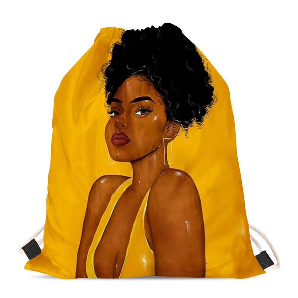 Hycool sporttas voor meisjes ananas afrikaans zwart meisjespatroon dames trekkoordtassen kinderen mini rugzak strand koordtasje: Hbc 191198 z 3