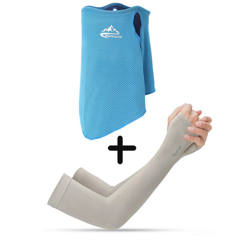 Mannen Hoofddeksels Bandana Fietsen Half Gezichtsmasker Neck Hood Cover Rijden Stofdicht Anti-Zweet Ademend Fiets Hoofd Sjaal voor Mannen: Scarf and Sleeves Q