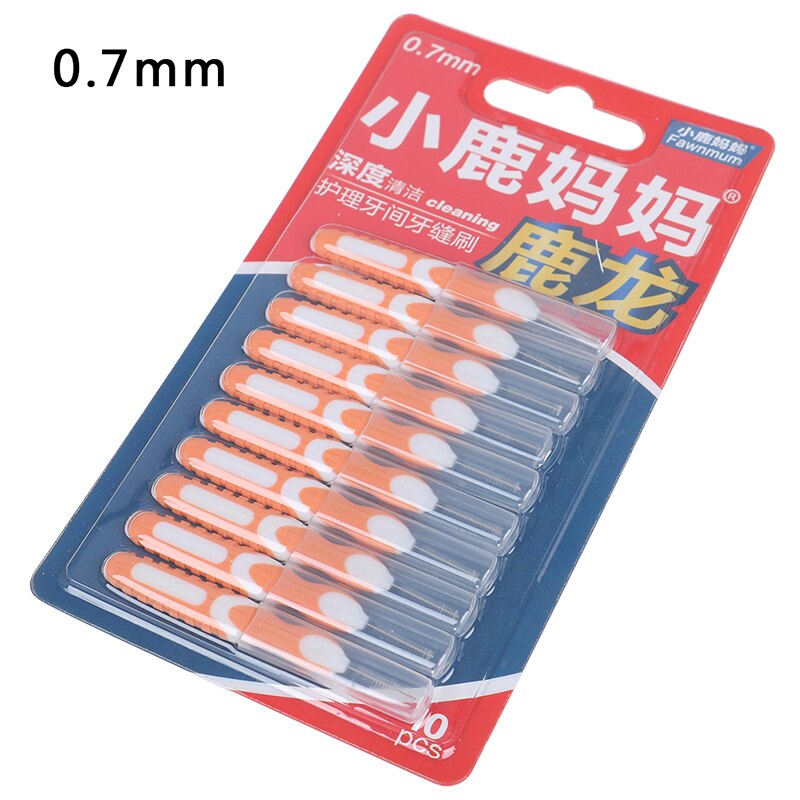 10Pcs Interdentale Borstel Tandheelkundige Borstels Floss Pick Push-Pull Tandenstoker Voor Volwassenen Schoon Tussen Tanden Reinigen Borstels: orange