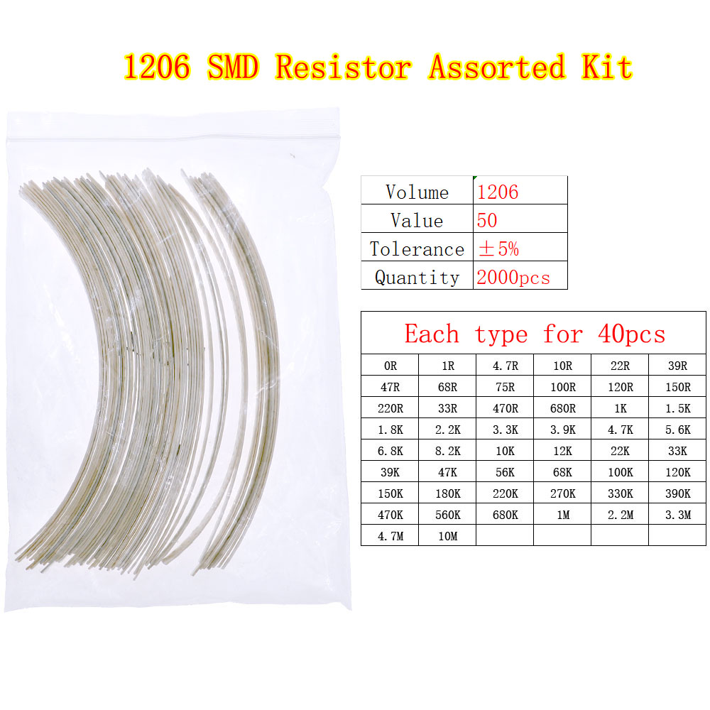 0402 0603 0805 1206 2512 SMD Chip Fixed Resistor 0ohm-10Mohm Assortment Kit pack: DEEP BLUE