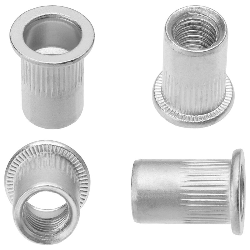 145Pcs M3 M4 M5 M6 M8 M10 M12 Aluminum Rivet Nut Blind Nuts Threaded Insers Crimp Nut Flat Head