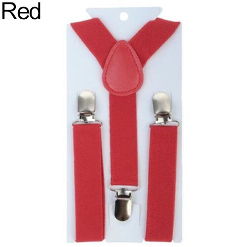 16- kleurige verstelbare baby y-rug bretels met clip, elastische bretels voor kinderen met accessoires voor bruiloftsstropdassen: Rood