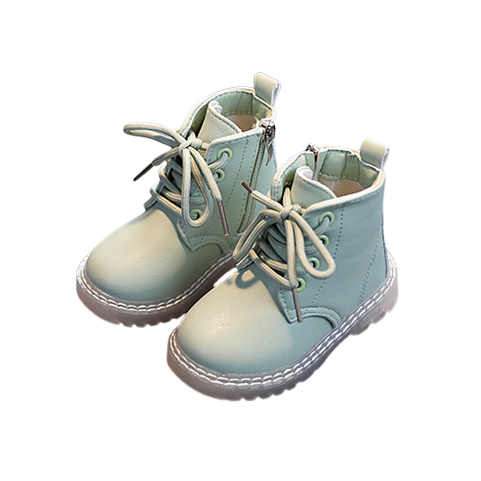 Citgeett-Botas a prueba de agua para niños y niñas, Botines de cuero PU con cordones y cremallera lateral