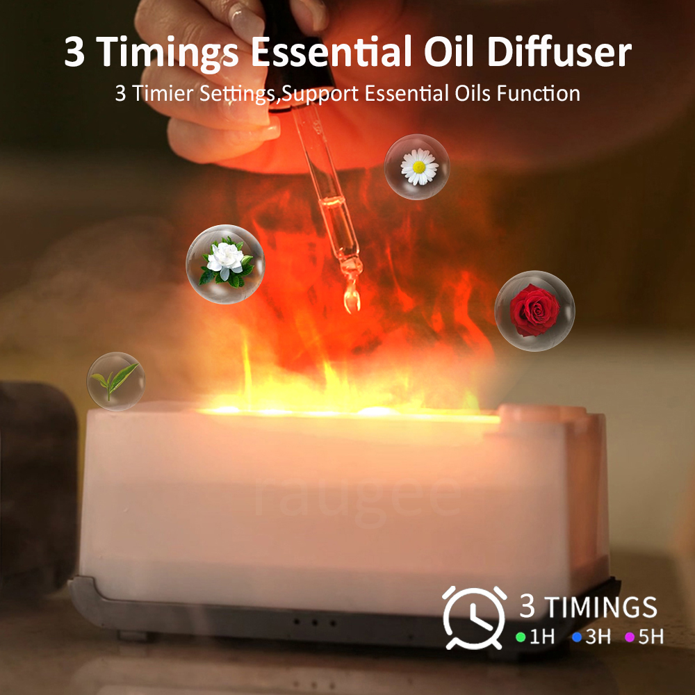 Aroma Diffuser Mini 7 Colorful Flame Air Humidifier Add Essential Oil Aromatherapy with Timing Setting for Home Bedroom Office