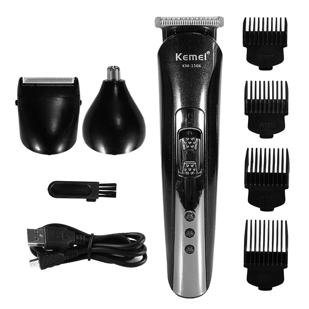 Kemei 3 in1 elektriske hårklippere mænds hårtrimmer næse skæg barbermaskine usb genopladelige hårklippere trådløs trimmer  km 1506