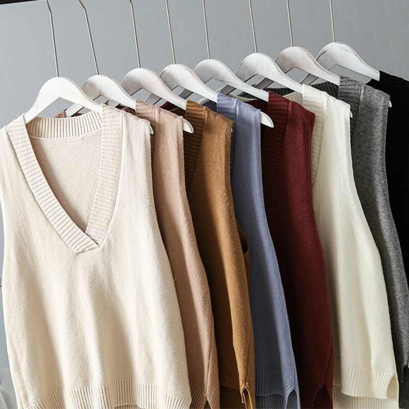 Maglione casuale primavera autunno donna gilet maglione di lana spessa e grezza maglia maglione fuori misura canotta femminile senza maniche grande superiore donna