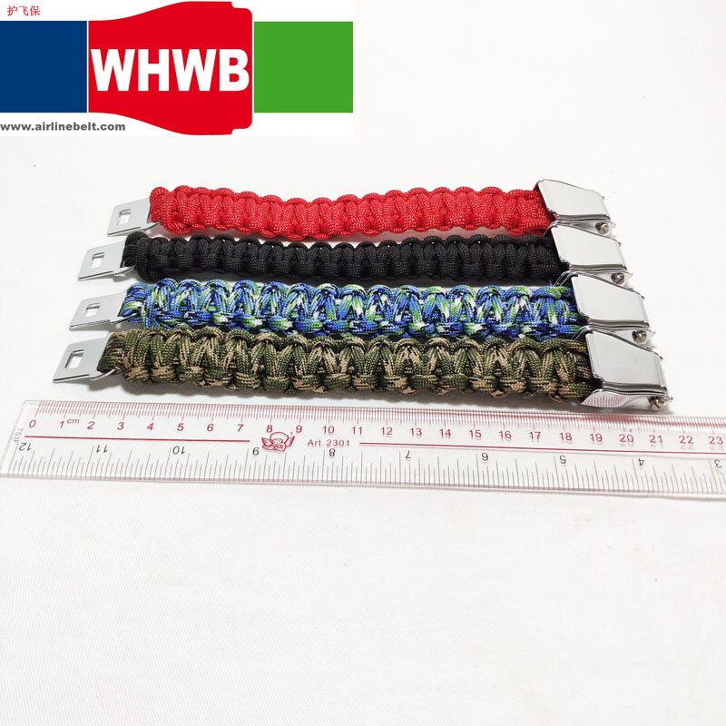 WHWB BEOING jewelry camo green aeroplane airplane safety belt buckle handmade charm paracord bracelet hiking travel kits