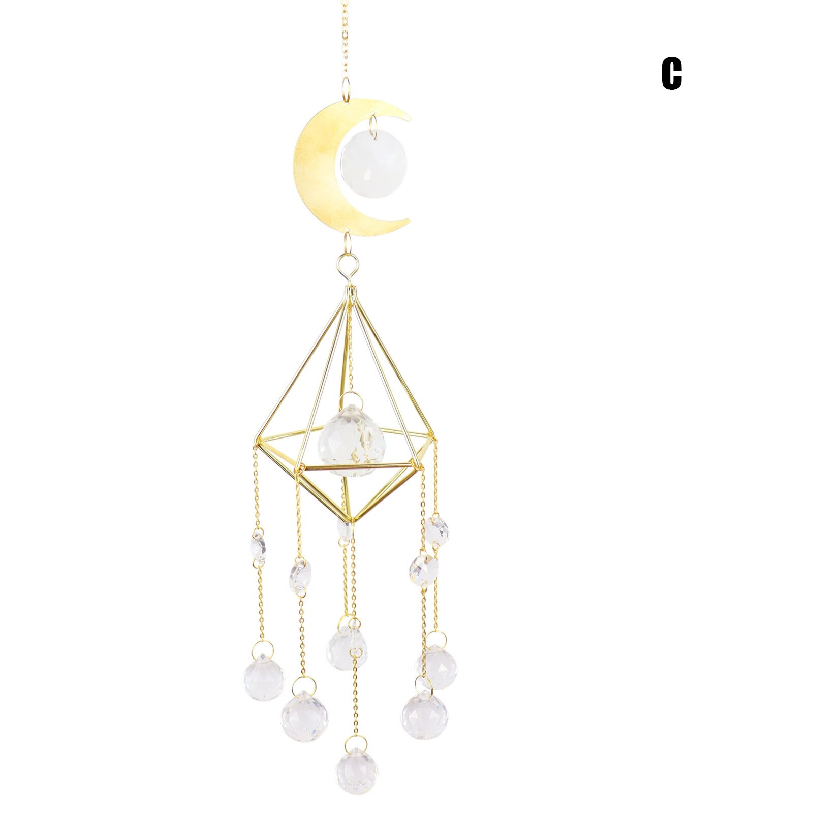 AB Rainbow Crystal Wind Chimes Suncatchers Rainbow Maker Window Prisms Hanging Decorations for Home Garden Decorative Chimes: C