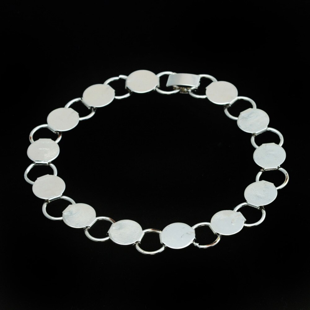 Brazalete de almohadilla en blanco Chapado en plata, pulsera de cadena con cabujón de cristal de 10mm, bricolaje, 22cm, 1 ud.