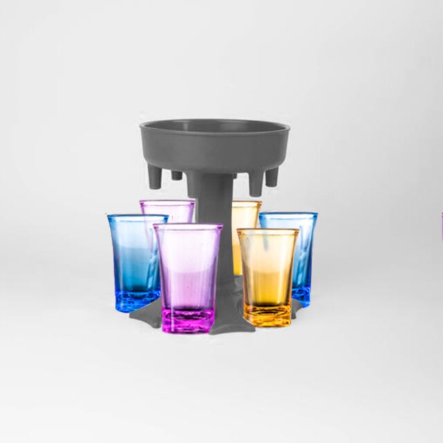 6 Borrelglas Dispenser Houder Wijn Whisky Bier Drank Dispenser Diverse Alcohol Dispenser Fles Shots Bar Accessoires: Black with Color cup