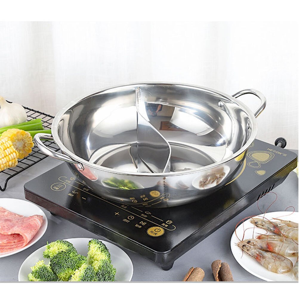 S-type Pot Cooker Gas Stove Kitchen Soup Cooking Pot Stainless Steel Cooking Pot Twin Divided