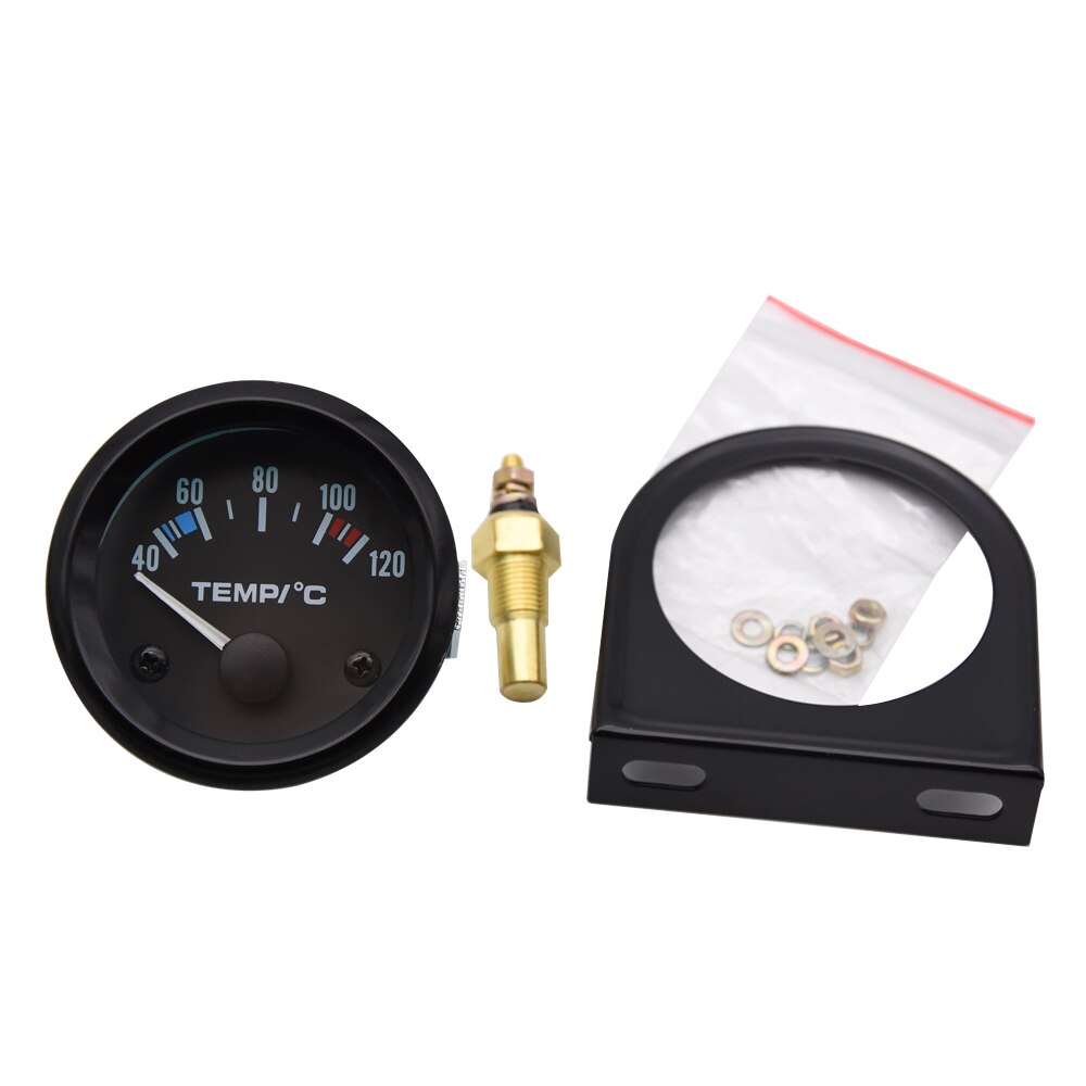 52MM Water Temperature Gauge 2" 40-120 Celsius Water Temp Gauge with Sensors for Truck Black Shell Holder Gauge Pods: Default Title