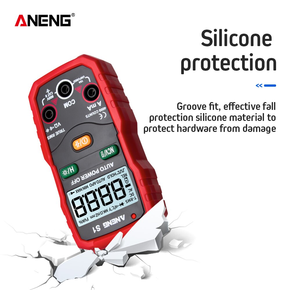Aneng  s1 4000 teller digital ac/dc spenning strøm multimeter sann rms auto rekkevidde lcd automatisk multimetro tester