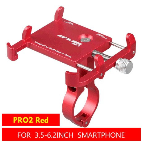 Gub pro 2 -2 aluminiumslegering cykel telefonholder til 3.5-6.2 tommer smartphone justerbar universal support gps navigations telefonstativ: Pro 2 rød