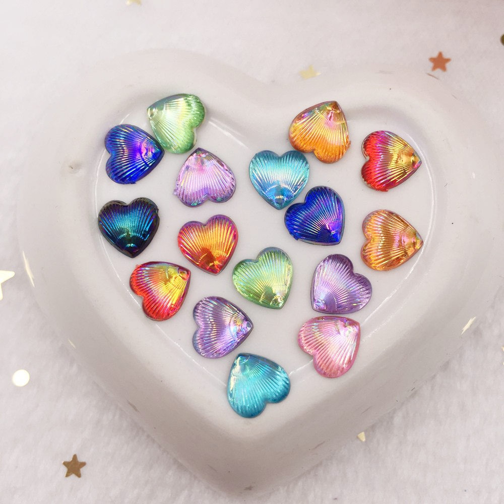 100 pcs mix AB resin shiny 8mm mini shell hart gem Plaksteen strass applique DIY Bruiloft scrapbook ornament craft SF608