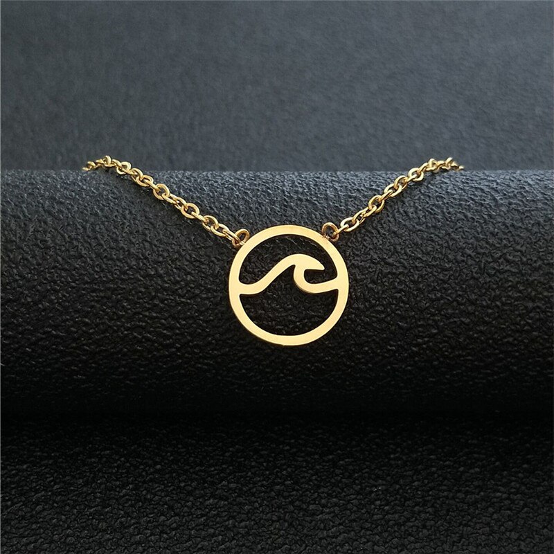 Kreis Charme Halsband Einfache Welle Erklärung Halskette Frauen Strand Schmuck BFF Collier Femme Sea Gull Accesorios Mujer Gold Collare: Gold Color