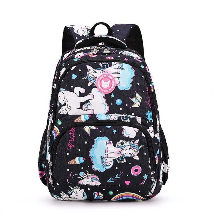 Cartoon Eenhoorn Printing Kinderen School Rugzak Voor Meisjes Orthopedie Schooltassen Voor Meisjes Geschikt Voor Rangen Sac Mochila: Deep Blue