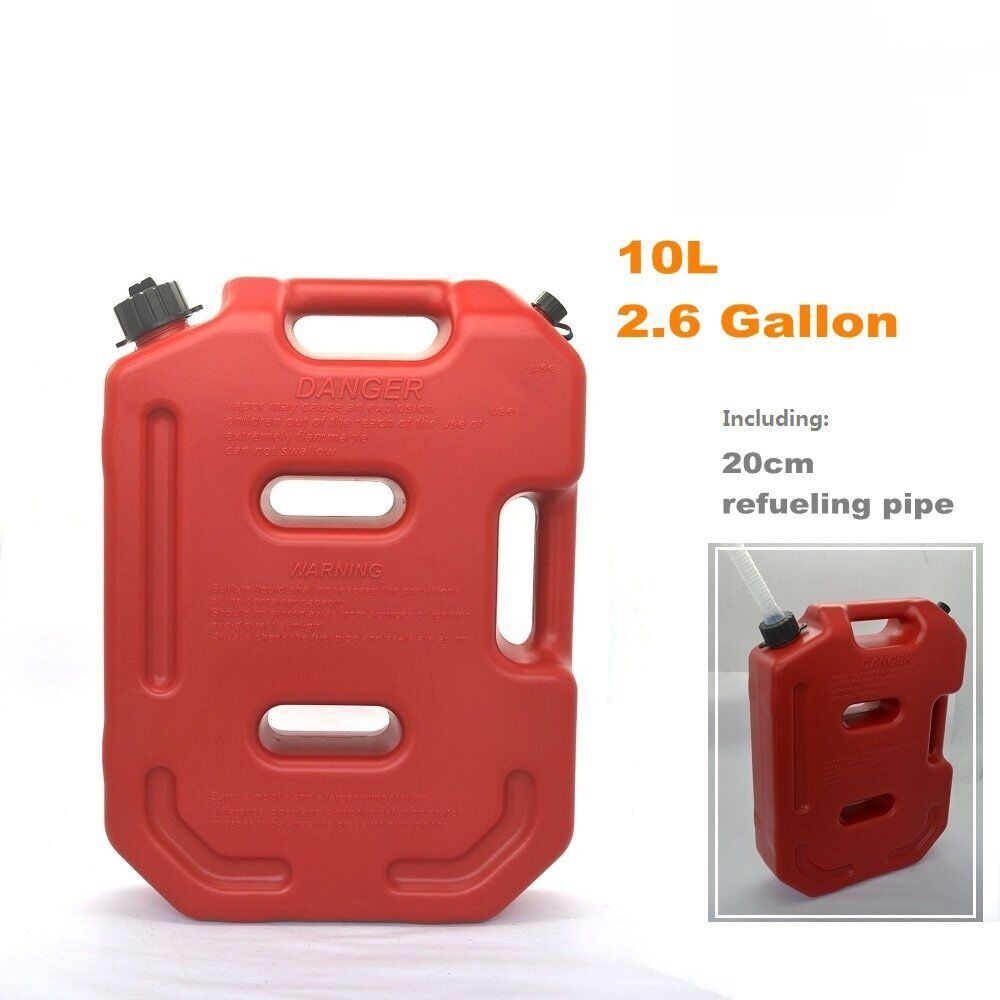 10L Portable Gasoline Diesel Fuel Tank with Refueling Pipe 5 Gallon SUV ATV Motorcycle Scooter Car Tanks Jerrycan