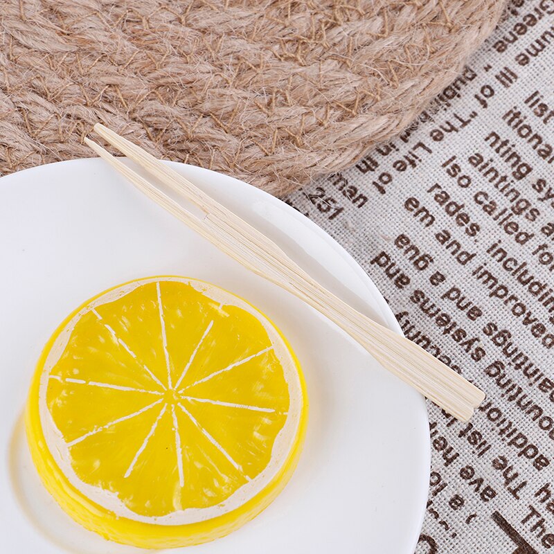 Bamboo Fruit Forks Beige 9cm Length Cocktail Fruit Picks Skewers Sticks Party Dessert Utensil Disposable Forks 100PCS