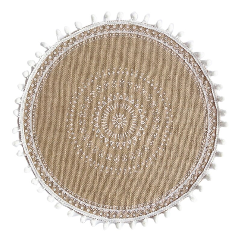 Napperon rond tissé en macramé, napperon rond, bohème, glands, tapis de Table, tasse, assiette, dessous de verre, directe