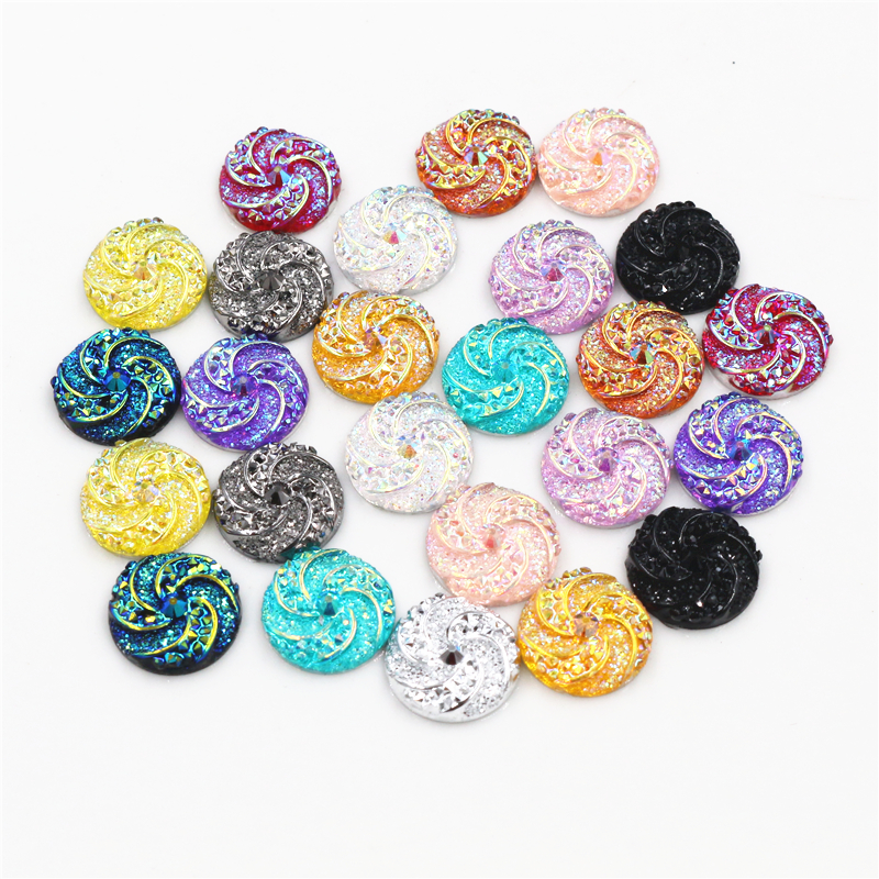 40pcs 12mm Mix Colors Windmill Style Flat back Resin Cabochon For Bracelet Earrings accessories