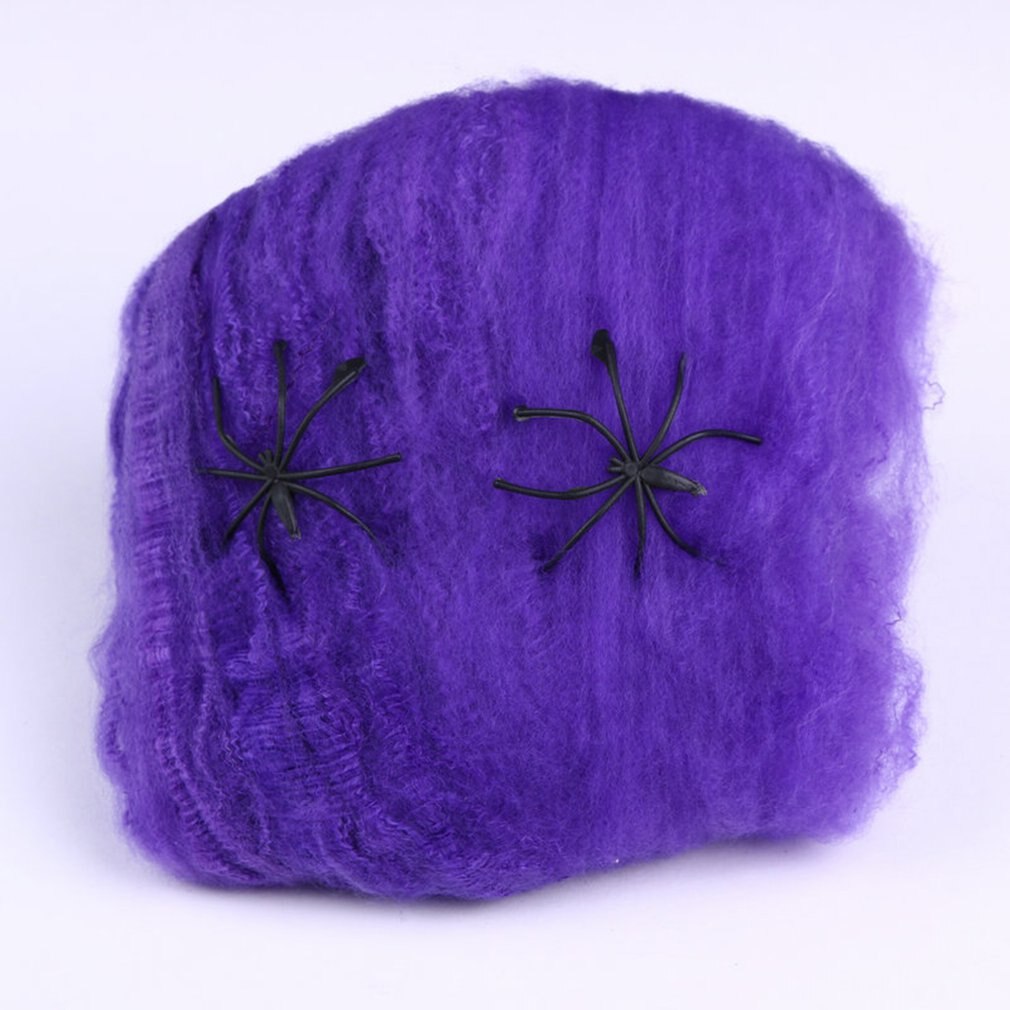 20g Halloween Scary Party Decor Stretchy Spider Web Cobweb Cotton Horror Halloween Decoration for Bar Haunted House Scene Props: Purple 